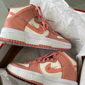 Nike Pink and White High-Top Sneakers